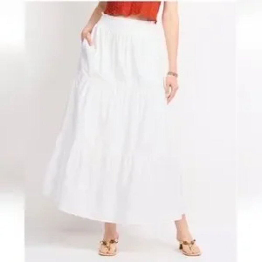 Skies Are Blue White or Pink Tiered Maxi Skirt